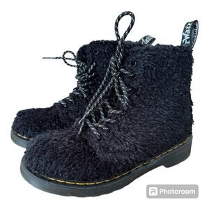 Dr. Marten’s Kids' 1460 Tinsel Faux Fur Combat Boot Black Size 1